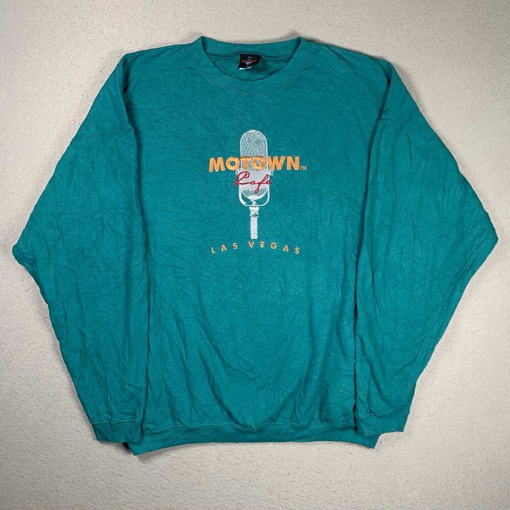 Vintage Motown Sweatshirt Mens 2XL Las Vegas Embroidered Crewneck Made in USA
